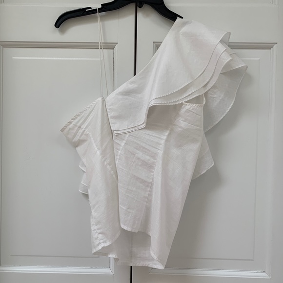 Designers Remix White Ruffled One Shoulder Top - Picture 14 of 16